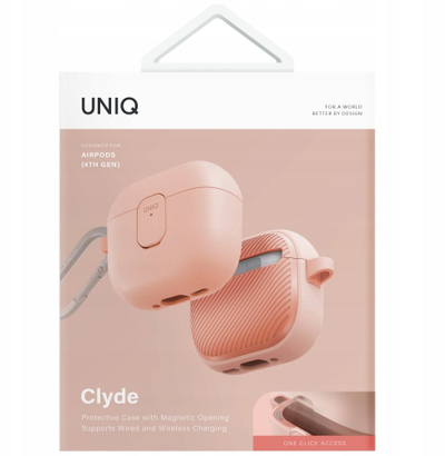 Mbulesë mbrojtëse Uniq Case Clyde për AirPods 4, TPU PC, me kapak karikimi, rozë