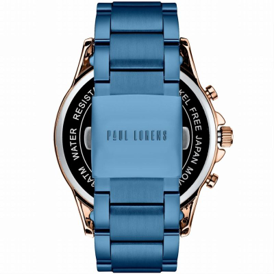 Orë dore për meshkuj Paul Lorens PL13605B-6F3, kuarc, çelik, blu