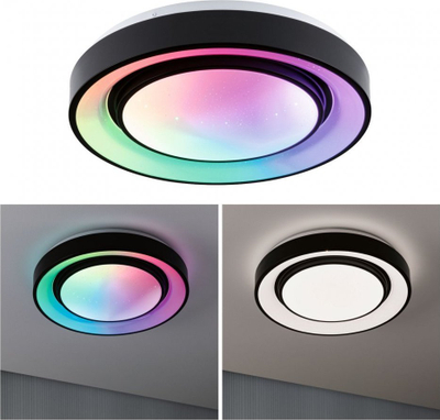 Llambadar tavani Paulmann 70544 LED, me dritë që ulet-ngrihet, me ngjyrë drite të rregullueshme, efekt rainbow, i zi