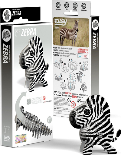 Puzzle 3D Eugy Zebra, 26 pjesë, ekologjik, shumëngjyrësh