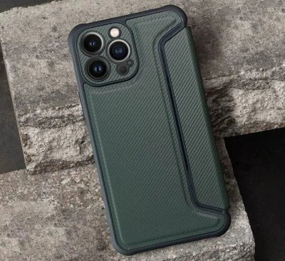 Këllëf libër Razor për Samsung Galaxy A52 LTE, me xhep karte, mbyllje magnetike, jeshile e errët
