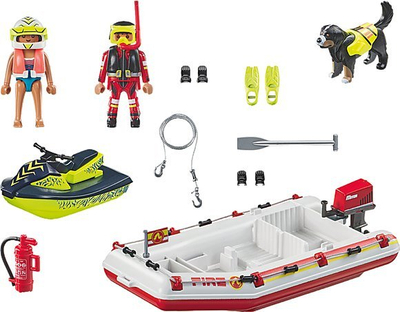 Set lodër Playmobil Action Heroes 71464, varkë zjarrfikëse me skuter ujor