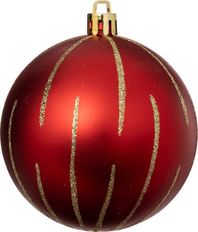 Сет украсни топчиња Atmosphera Colorama De Noël, 8 парчиња, рециклирана пластика, црвена и златна боја