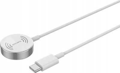 Karikues magnetik për smartwatch 4smarts 462550, USB C, kabllo 1m, i bardhë me argjend