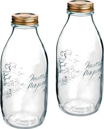 Set shishe qelqi Bormioli Rocco Quattro Stagioni, 2 copë, 1L, me tapë metalike, transparent