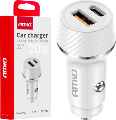 Karikues makine AMiO 03878, 20W, 2 porta USB, i zi
