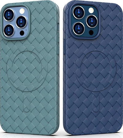 Mbështjellës Pleciony Woven Case për iPhone 14 Pro, TPU, navy blue