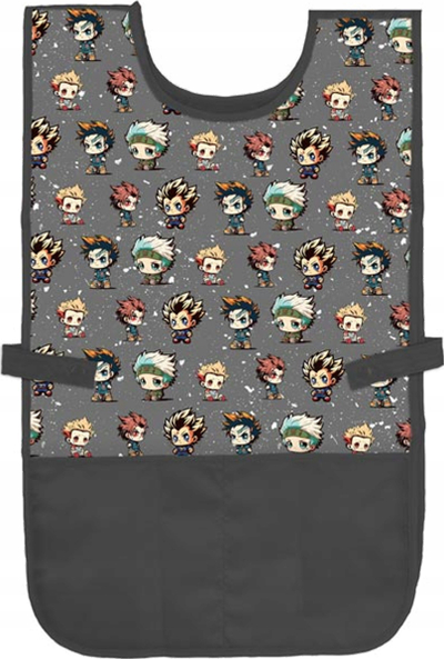 Përparëse për kalamoj Anime Mascots, me xhepa, gri e errët