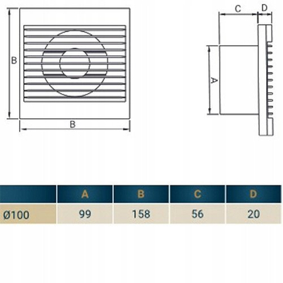 Ventilator për banjo Dospel Styl 100 WC, 100mm, me tajmer, i bardhë