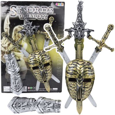 Set lodër kalorësi Knight, 3 shpata plastike, maskë dhe mbrojtëse, shumëngjyrësh