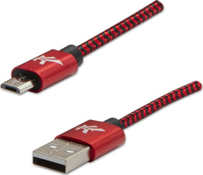 Kabllo USB Logo USB A në microUSB, 2 m, 5V 1A, e zezë me të kuqe