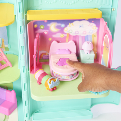 Сет игри Polly Pocket Gabby Cat House Magic Rooms, спална соба, со фигура маче, повеќебојно