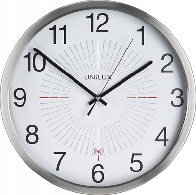 Orë muri Unilux Outdoor, plastike, 35.5 cm, gri metalike
