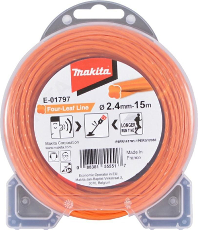 Fije kositëse Makita Four Leaf, 2.4 mm, 15 m, portokalli