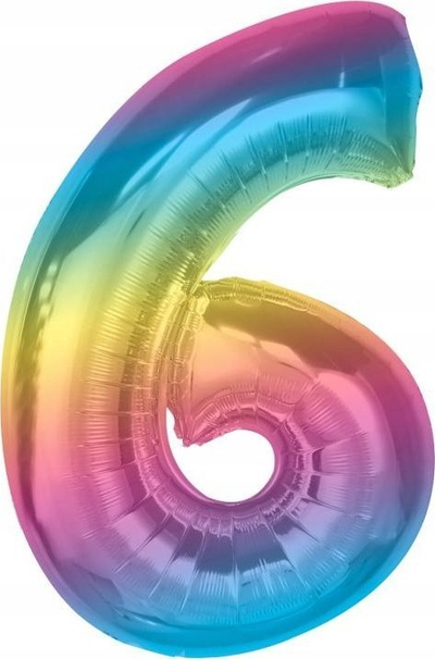 Balonë folie Number Rainbow 6, 92 cm, shumëngjyrëshe