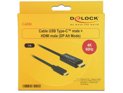 Kabllo USB Delock 85290, USB C në HDMI, 1m, i zi
