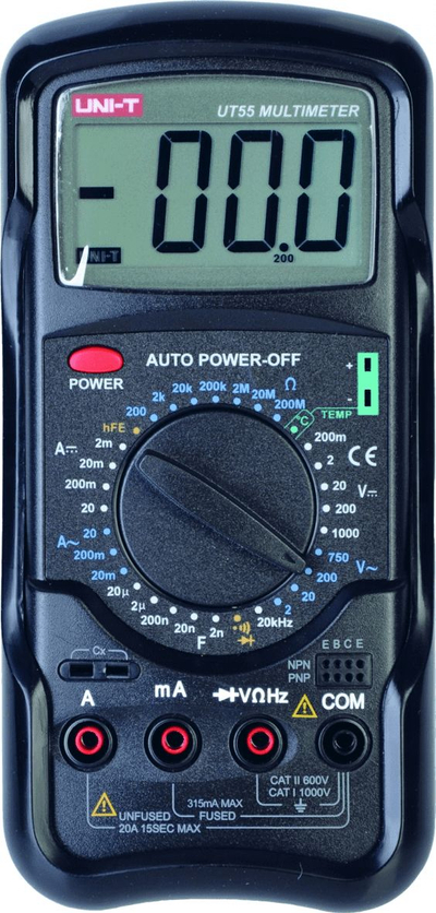 Multimetër digjital Uni-T UT55, auto power off, test diodash, i zi