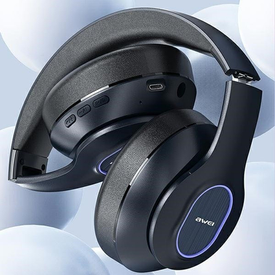 Kufje wireless Awei A100BL, Bluetooth 5.0, me drita LED, të zeza