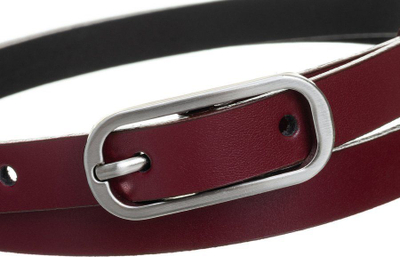 Rrip lëkure për goca, 1.5 cm, tokëz metalike argjendi, bordo