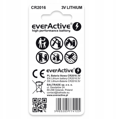 Bateri litium Everactive CR2016, mini, set 2 copë