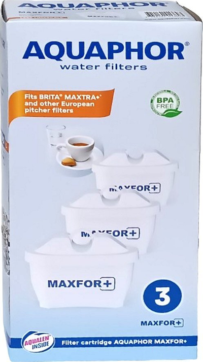 Fishek filtrues uji Aquaphor MAXFOR+, set 3 copë, i bardhë