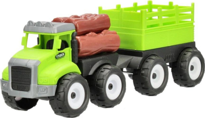 Kamion lodër Mega Creative Truck With Trailer, me rimorkio, plastik, i gjelbër