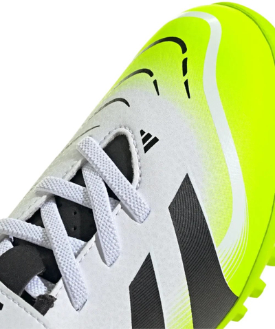 Patika futbolli për kalamaj adidas Predator Club TF Jr JH8865, për turf, me shirit ngjitës, e bardhë neoni