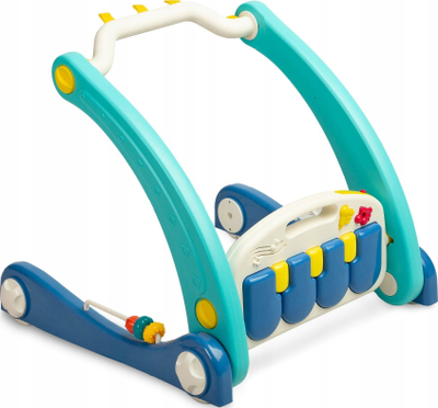 Lodër muzikore 2 më 1 Toyz Blue, tapet loje edhe karrocë për me ec, shumëngjyrëshe