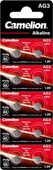 Bateri buton Hi-Watt AG3 LR41, alkaline 1.5V, paketë me 10 copë, ngjyrë argjendtë
