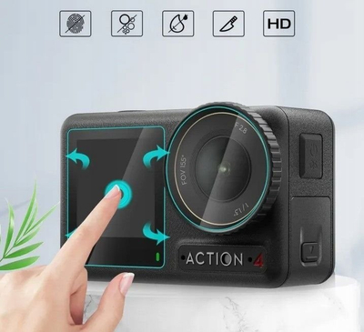 Set mbrojtës xhami PULUZ për DJI Osmo Action 4, 2 x ekrane, lente LCD, transparent
