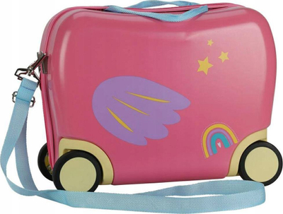 Valixhe udhëtimi për kalam XQMAX Unicorn, 41.5x22x33 cm, 4 rrota, rozë