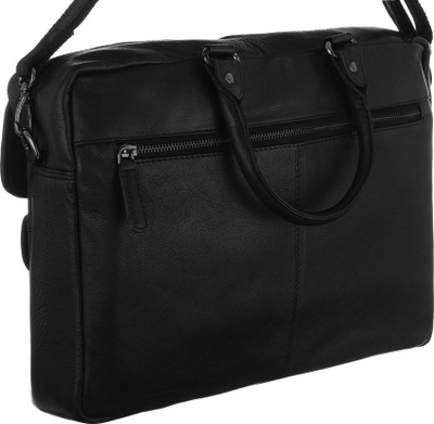 Çantë laptopi unisex pa brend, lëkurë natyrale, deri 14", e zezë