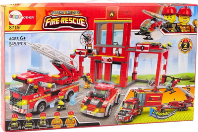 Set ndërtimi LELE Brother Fire Rescue 8715, 845 pjesë, 6+ vjeç, i kuq