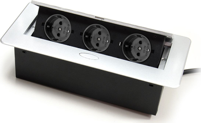 Prizë tavoline Spacetronik SPS D33S V, 3x Schuko, 110-250V, ngjyrë argjendt
