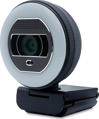 Kamerë web Terra Halo C1868pro, Full HD, me dritë LED dhe kapak privatësie, e zezë