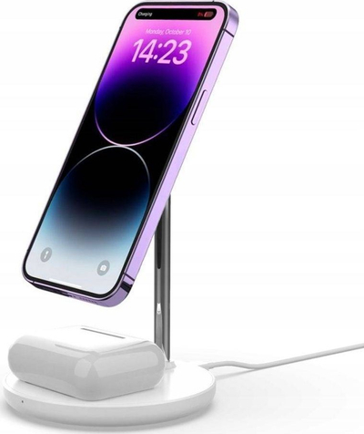 Karikues me valë Tech-Protect QI15W-A21 2n1, MagSafe, 15W, i bardhë