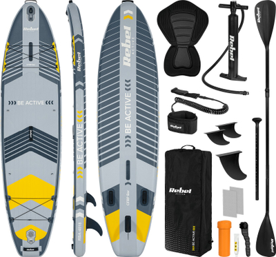 Paddleboard fryrë Rebel RBA-4518-G Sup Active Pro, 335 cm, set me aksesorë, gri