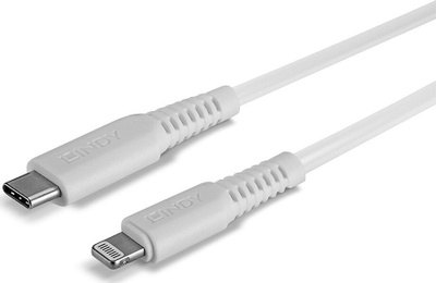 Kabllo USB Lindy USB C me Lightning, 0.5 m, e bardhë