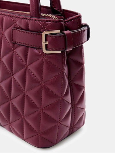 Çantë dore GUESS Paisleigh Quilted Small Satchel, e vogël, e zezë