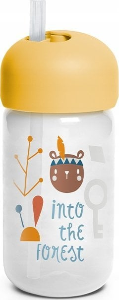 Шише за тренирање Suavinex Forest Straw, со сламка, 340 ml, за деца 18M+, жолта