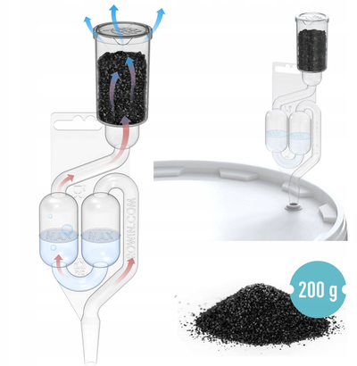 Absorbues ere fermentimi Brewferm Maxi Airlock, me karbon aktiv, plastikë rezistente, transparent