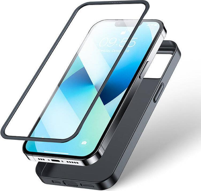 Mbulesë telefoni Joyroom 360 Full Case për iPhone 13, set 2 në 1, TPU edhe silikon, e zezë