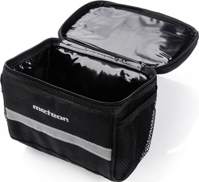 Çantë timoni biçiklete Meteor Batura, 3.5L, xhep transparent për telefon, ngjyrë e zezë