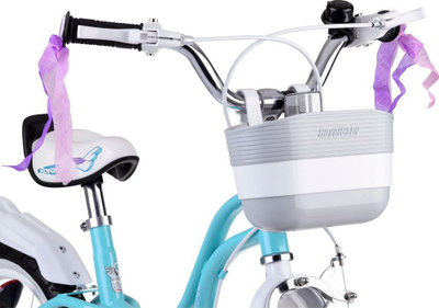 Biçikletë për kalamaj RoyalBaby Cute Bike 14" Little Swan RB14-18, me rrota ndihmëse, shportë, ngjyrë turquoise