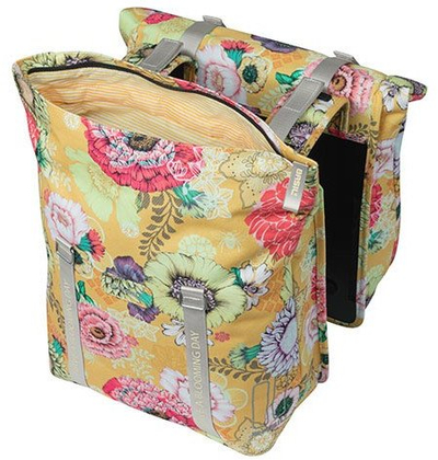 Çantë dyshe biçiklete Basil Bloom, 35L, me reflektorë, shumëngjyrëshe