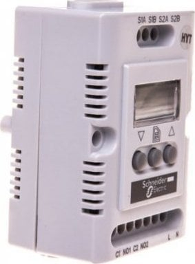 Higrometër Schneider Electric ClimaSys NSYCCOHYT230VID, 20–80% lagështi relative, 220–240V AC, i bardhë