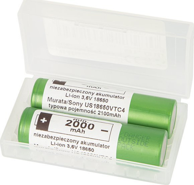 Bateri Li-ion Sony Murata US18650VTC4, set me 2 copë, 2100 mAh 3.6V, jeshile