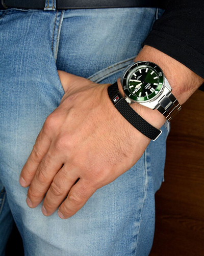 Byzylyk për meshkuj Tommy Hilfiger, 19.5 cm, i argjendtë/zezë