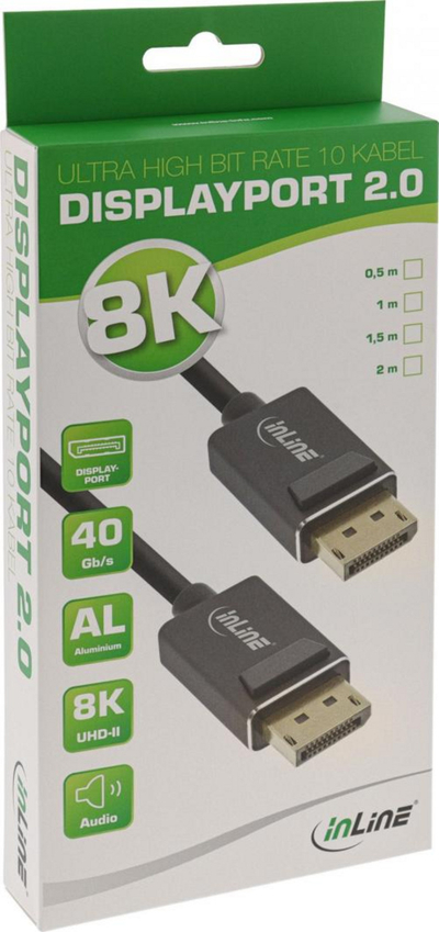 Kabllo DisplayPort InLine 15402P, 2m, DisplayPort në DisplayPort, e zezë