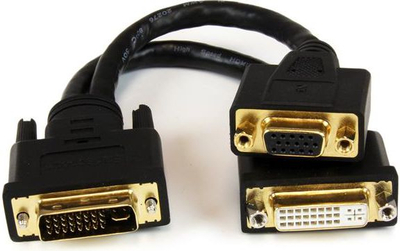Kabllo ndarëse StarTech, DVI - I në D - Sub (VGA), 0.2 m, e zezë